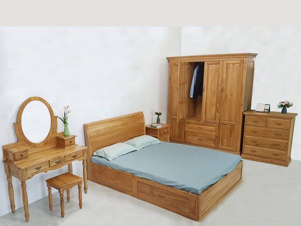 Giường 1.6M 2 Ngăn Kéo Kiểu Nhật - Gỗ Sồi Mỹ