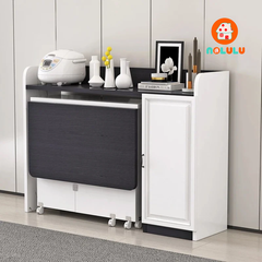 Bàn ăn thông minh xếp gọn có bánh xe kèm kệ để đồ Nolulu - BAX03