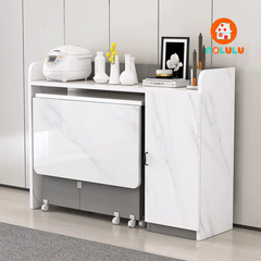 Bàn ăn thông minh xếp gọn có bánh xe kèm kệ để đồ Nolulu - BAX03