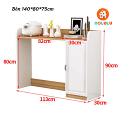 Bàn ăn thông minh xếp gọn có bánh xe kèm kệ để đồ Nolulu - BAX03