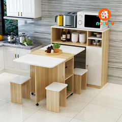 Bàn ăn thông minh xếp gọn có bánh xe kèm kệ để đồ Nolulu - BAX05