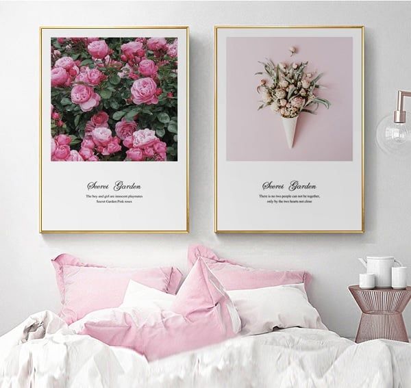 Tranh treo tường vườn hồng 2 bức