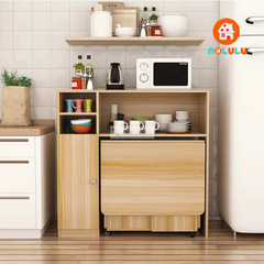 Bàn ăn thông minh xếp gọn có bánh xe kèm kệ để đồ Nolulu - BAX05