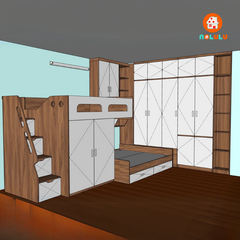 Thiết Kế Phòng Ngủ Nhỏ Hiện Đại Cho Chú Nam – Tối Ưu Từng Góc Nhỏ Với Giải Pháp Giường Tầng Thông Minh