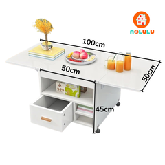 Bàn ăn thông minh xếp gọn có bánh xe không kèm ghế Nolulu - BAX04