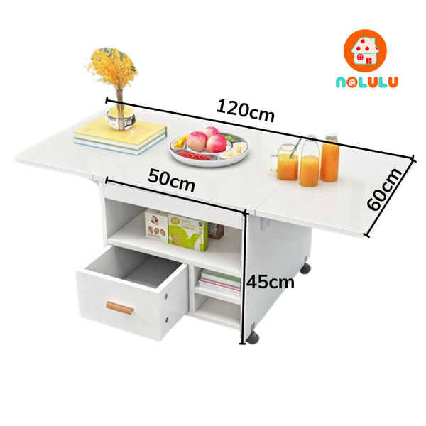 Bàn ăn thông minh xếp gọn có bánh xe không kèm ghế Nolulu - BAX04