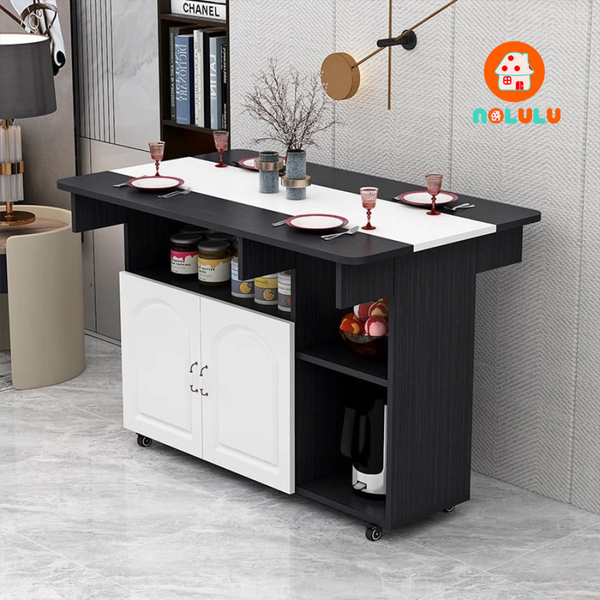 Bàn ăn thông minh xếp gọn có bánh xe không kèm ghế Nolulu - BAX06