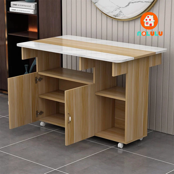 Bàn ăn thông minh xếp gọn có bánh xe không kèm ghế Nolulu - BAX06