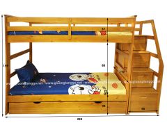 Giường 3 Tầng Kiwi Honey Gỗ Tự Nhiên (1m-1m-1m)