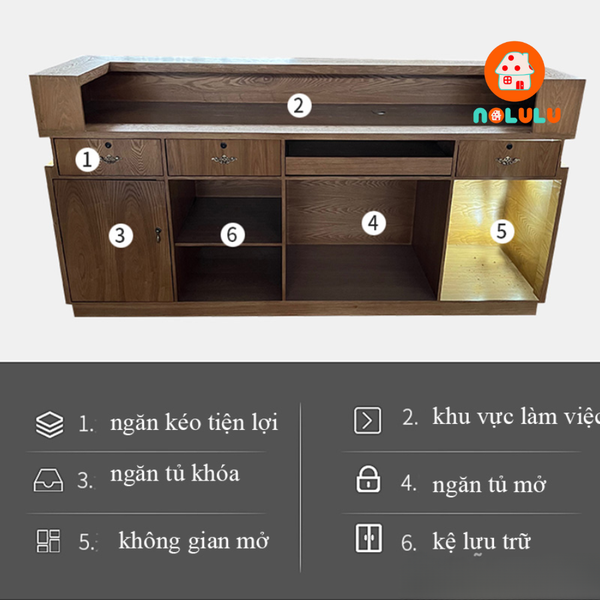 Quầy lễ tân hiện đại cho văn phòng Nolulu - QLT06