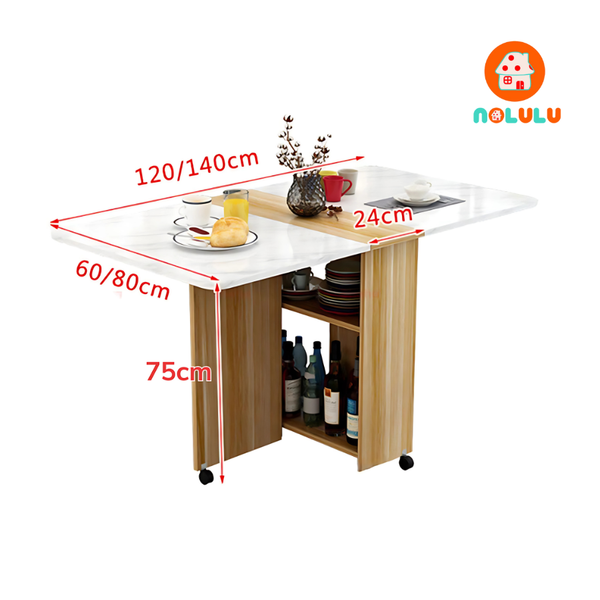 Bàn ăn thông minh xếp gọn có bánh xe không kèm ghế Nolulu - BAX01