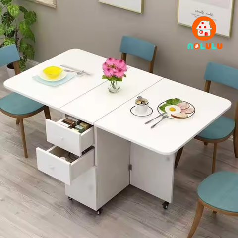 Bàn ăn thông minh xếp gọn có bánh xe không kèm ghế Nolulu - BAX02