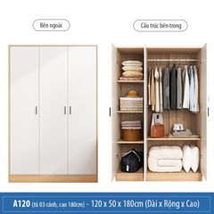 Tủ Áo Hiện Đại 3 Cánh - A120