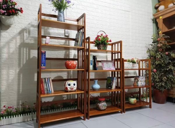 Kệ Sách Gỗ Tự Nhiên 4 Tầng (Rộng Từ 60cm-1m)