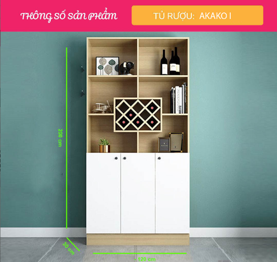 Tủ Rượu Hiện Đại Thiết Kế Tiện Dụng Akako-I