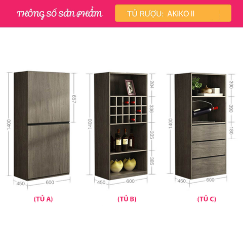 Tủ Rượu Hiện Đại Thiết Kế Tiện Dụng Akiko-II