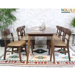 Bộ Bàn Ăn MANGO 6 Ghế (Trắng-Nâu)