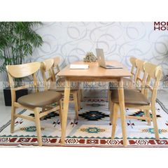 Bộ Bàn Ăn MANGO 6 Ghế (Trắng-Nâu)