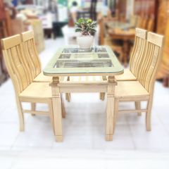 Bộ Bàn Ăn Gỗ Sồi Nga 4 Ghế (Tự Nhiên)