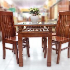 Bộ Bàn Ăn Gỗ Sồi Nga 4 Ghế (Vàng Cánh Gián)