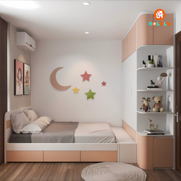 Thiết kế nội thất phòng ngủ bé gái hiện đại  Nolulu - BG001