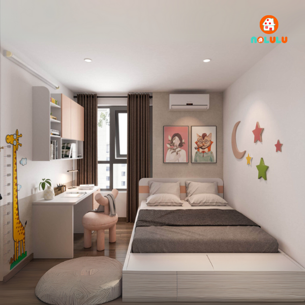 Thiết kế nội thất phòng ngủ bé gái hiện đại  Nolulu - BG001