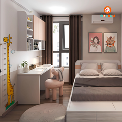 Thiết kế nội thất phòng ngủ bé gái hiện đại  Nolulu - BG001