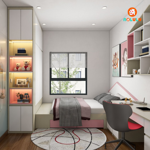 Thiết kế nội thất phòng ngủ bé gái hiện đại Nolulu - BG002 - 01