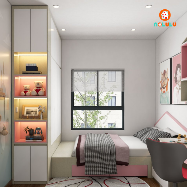 Thiết kế nội thất phòng ngủ bé gái hiện đại Nolulu - BG002