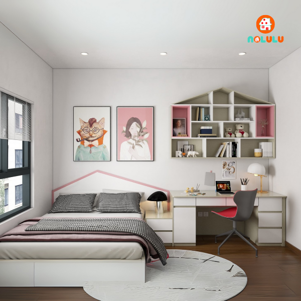 Thiết kế nội thất phòng ngủ bé gái hiện đại Nolulu - BG002