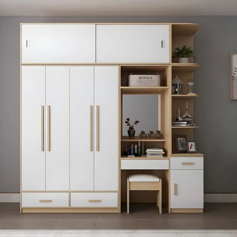 Tủ Quần Áo CARAWAY Cánh Mở Kèm Bàn Trang Điểm Có Gương Cao Cấp