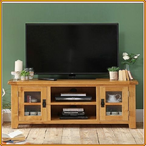 Kệ Tivi Gỗ Sồi Mỹ Cao Cấp - Cánh Kính - 1m2