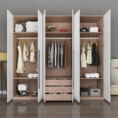 Tủ quần áo 6 cánh mở hiện đại DTA11