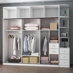 Tủ quần áo cánh lùa kẻ chỉ cho phòng ngủ hiện đại TQA-14