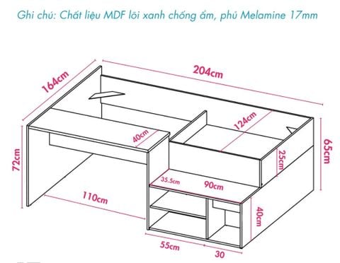 Giường Thông Minh Kết Hợp Bàn Học Và Giá Sách GN-N13