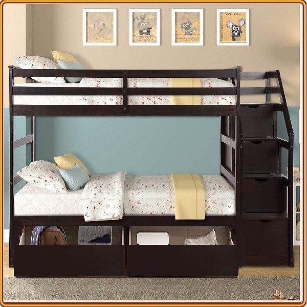 Giường Tầng Kiwi Honey Rộng 1m (Cầu Thang Đảo Chiều)