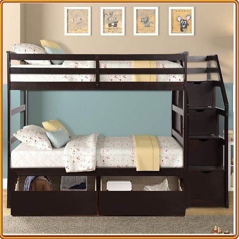 Giường Tầng Kiwi Honey Rộng 1m (Cầu Thang Đảo Chiều)