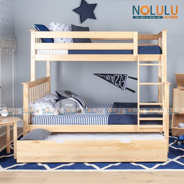 Giường 3 Tầng K.Bed Gỗ Tự Nhiên (1m-1m4-1m)