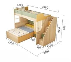 Giường Tầng Orange Kết Hợp Bàn Học -Tủ Áo GT974