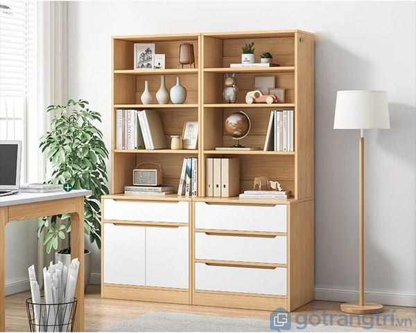 Giá sách bằng gỗ thiết kế hiện đại KS-62