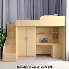 Giường Tầng Thông Minh Kết Hợp Bàn Học & Tủ Áo GT-174