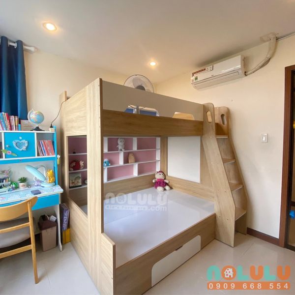 Giường 2 Tầng Kết Hợp Kệ Trang Trí GT579