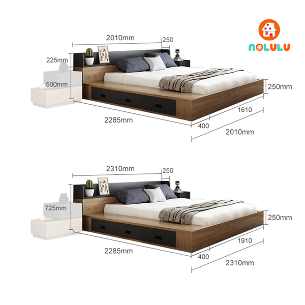 Giường bệt phong cách Nhật Bản Nolulu - GN009