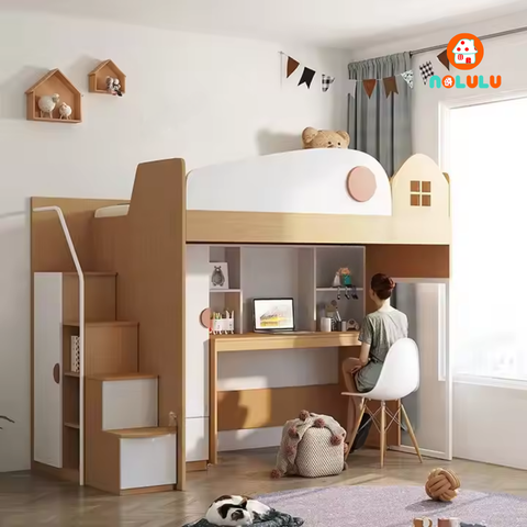 Giường tầng trẻ em thông minh kèm bàn học và tủ quần áo Nolulu - GT002 - 01