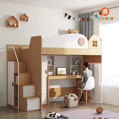 Giường tầng trẻ em thông minh kèm bàn học và tủ quần áo Nolulu - GT002