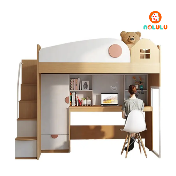 Giường tầng trẻ em thông minh kèm bàn học và tủ quần áo Nolulu - GT002