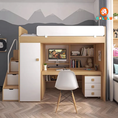 Giường tầng trẻ em thông minh kèm bàn học và tủ quần áo Nolulu - GT003