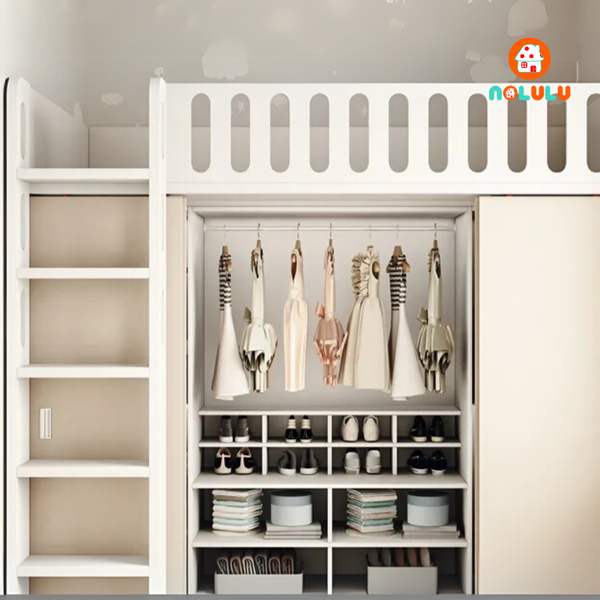 Giường tầng trẻ em thông minh kèm bàn học và tủ quần áo Nolulu - GT004