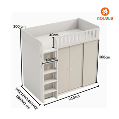 Giường tầng trẻ em thông minh kèm bàn học và tủ quần áo Nolulu - GT004