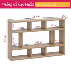 Kệ sách treo tường gỗ công nghiệp hiện đại Witty